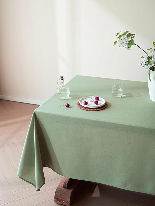Sage Green Linen Table Cloths for Rectangle Tables Farmhouse Neutral Tablecloth Rectangular Kitchen Decoration Dining Table Cover Washable 60x104