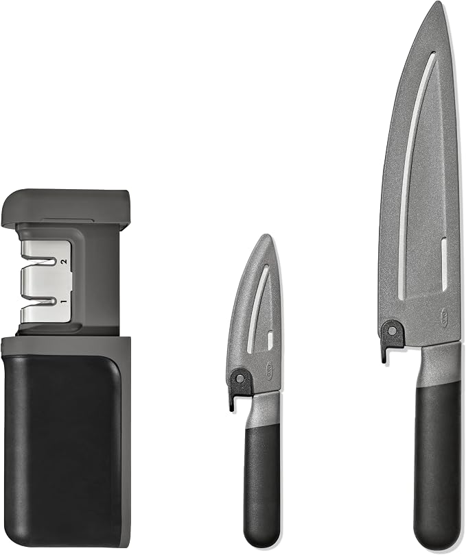 OXO Good Grips 3-Piece Knife & Sharpener Set