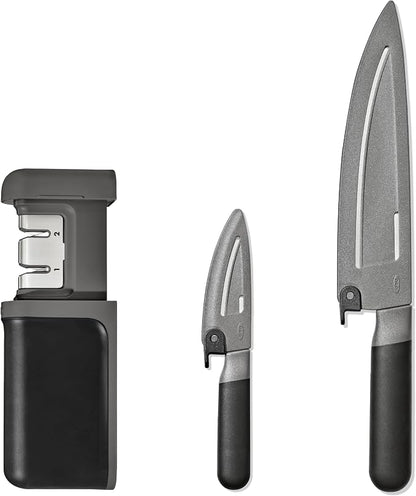 OXO Good Grips 3-Piece Knife & Sharpener Set