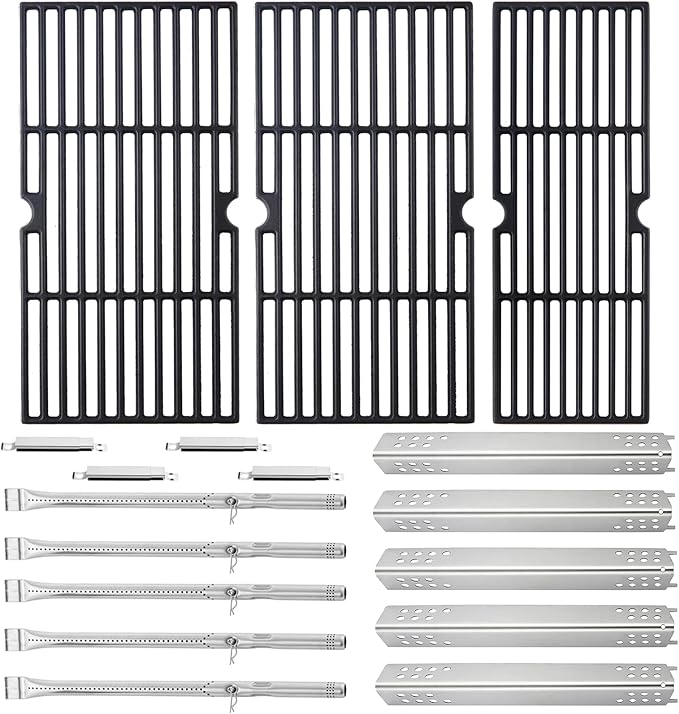 Charbrofire 463347518 463347519 Grill Replacement Parts for Charbroil Grill Grates Heat Plates 5 Burner 4633730139 463373319 463335517 463342119 G470-5200-W1 G470-0004-W1A G321-4C00-W1