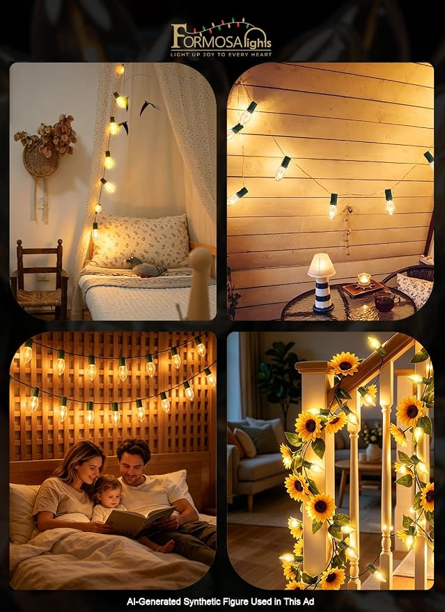 Formosa 26FT Upgraded Version C9 Christmas String Lights,Clear Incandescent String Lights for Indoor Use, for Xmas Tree, Holiday Party Decor, String Lights for Bedroom，UL Listed, Commercial Grade