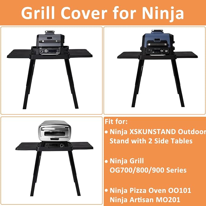 Cover for Ninja XSKUNSTAND Outdoor Stand with Two Side Tables, Ninja Woodfire Grill OG700/800/900 Series & Oven OO101, Artisan Pizza Oven MO201, 600D Waterproof Grill Cover, 56" W x 26" D x 34" H