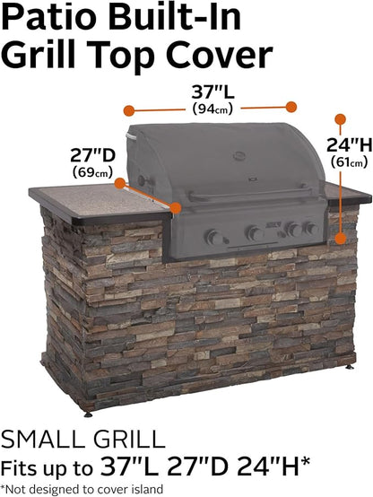 Classic Accessories Ravenna Water-Resistant 37 Inch Built-in BBQ Grill Top Cover, Taupe