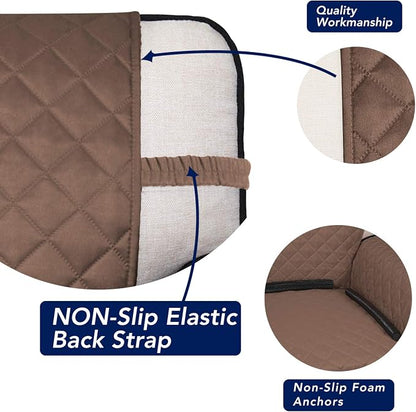PureFit Reversible Quilted Sofa Cover, Water Resistant Medium Slipcover Furniture Protector, Washable Couch Cover with Non Slip Foam and Elastic Straps for Kids, Dogs, Pets (Loveseat, Brown/Beige) | Brown/Beige, Water Resistant Couch Protector, Washabl...