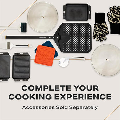 Current® Model G+ Dual Zone Electric Grill, Smart Electric Outdoor Grill with 200-700°F Range for Searing & Roasting, Independent Heat Zones, Apartment-Friendly & Weather-Resistant, Slate