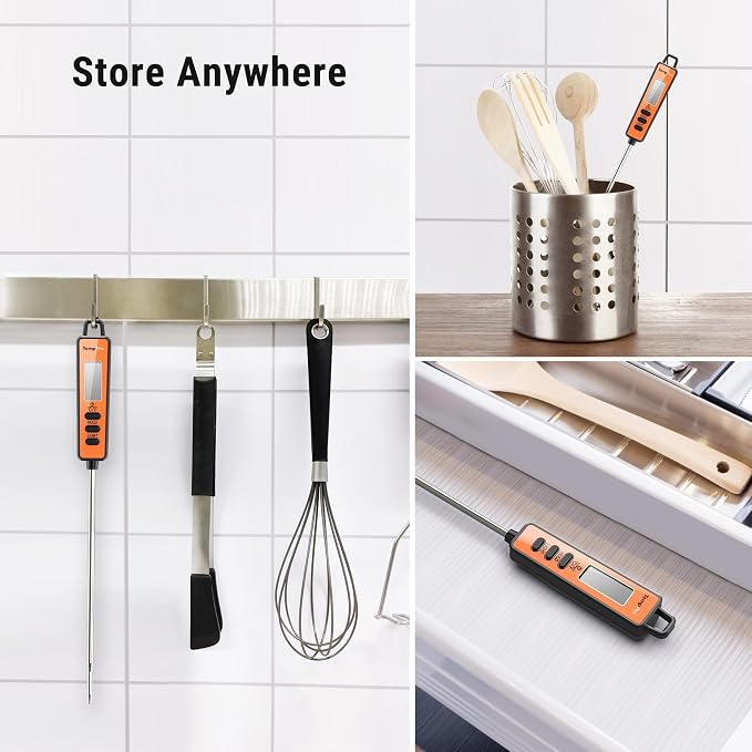 TempPro TempSwif 1 Sec Digital Meat Thermometer for Cooking Food | Meat Thermometer Digital Backlitght LCD Display, 5.3-inche Super Long Probe, Bread Baking Sourdough Liquids Candy Making Gift