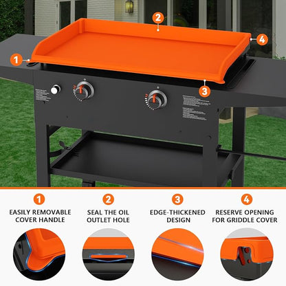 Silicone Griddle Cover with 16" Silicone Tool Mat for Blackstone - 28" Full Protection Waterproof Griddle Top Cover All Year Round Protective Mat for Black Stone Accessories
