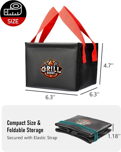 BS-VOG Grill Brush Dunk Tank, Collapsible Water Bucket with Sturdy Handles for Grill Brush Bristle Free, Stable Square Water Basin for BBQ Steam Cleaning (Only Soak Basin No Grill Brush)