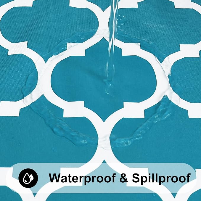 Smiry Oval Table Cloth, Waterproof Vinyl Tablecloths with Flannel Backing for Oval Tables, Wipeable Spillproof Plastic Tablecloth for Dining, Camping, Indoor and Outdoor (60"x102", Teal)