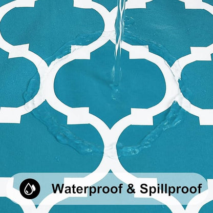 Smiry Oval Table Cloth, Waterproof Vinyl Tablecloths with Flannel Backing for Oval Tables, Wipeable Spillproof Plastic Tablecloth for Dining, Camping, Indoor and Outdoor (60"x102", Teal)