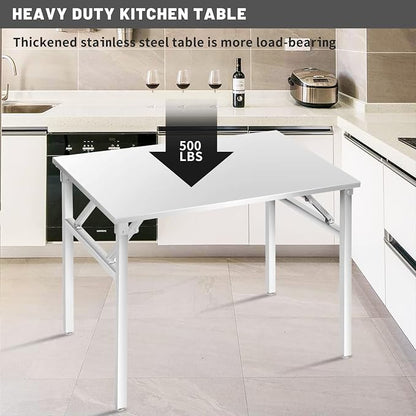 Small Stainless Steel Folding Table, Portable Camp Picnic Party Dining Table No Assembly Sturdy Small Folding Desk (48" x 24")…