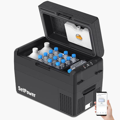 Setpower 12V Refrigerator 34 Quart Car Refrigerator,Keep Cold 24H Car Fridge 12V Fridge,Electric Coolers for Vehicles Car Camping Truck Van RV SUV Road Trip Travel,RF30 PRO fits 2L Bottle