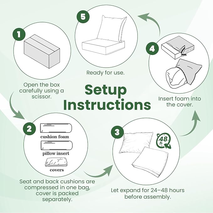 Patio Cushions for Outdoor Furniture, 24x24 Outdoor Couch Cushions, Waterproof & Fade-Resistant Patio Chair Cushions with Removable Cover, Replacement Outdoor Deep Seat Cushion, Navy Blue (Set of 6)