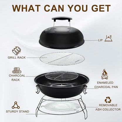 Portable Charcoal Grill with Removable Legs (14 Inch)