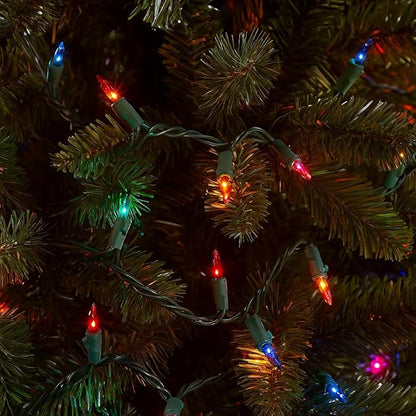 Novelty Lights 11 Feet 50 Bulbs Traditional Incandescent Mini Lights, Multicolor on Green Wire with 2.5" Spacing, Commercial Grade and UL Listed for Indoor/Outdoor Use, End-to-End Connectable