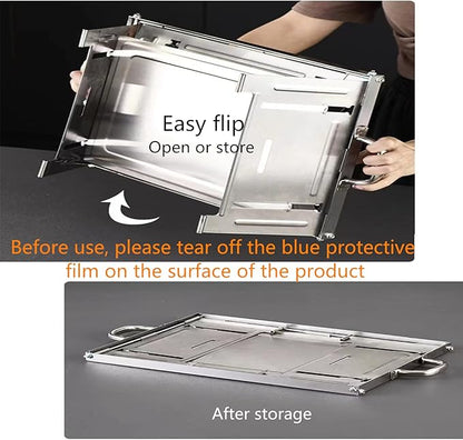 Charcoal Grill Portable Barbecue Grill Stainless Steel Foldable Barbecue Grill Camping Barbecue Grill Tabletop Barbecue Grill For Family Outdoor Barbecue, Cooking, Camping Picnic Travel Patio Wh