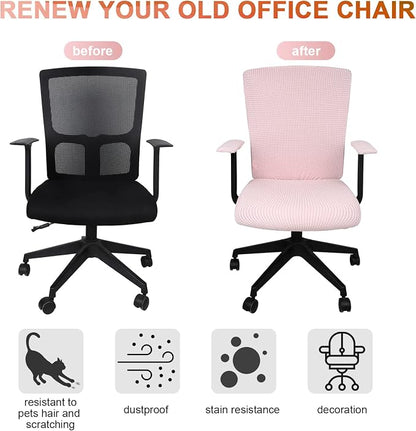 Tallew 4 Pcs Office Chair Covers Stretchable Armrest Seat,XL,Pale Pink | Universal Fit Office Desk Chairs, Protective Seat Backrest Slipcovers, Stretchable Prevent Wear, Easy Install for Rotating