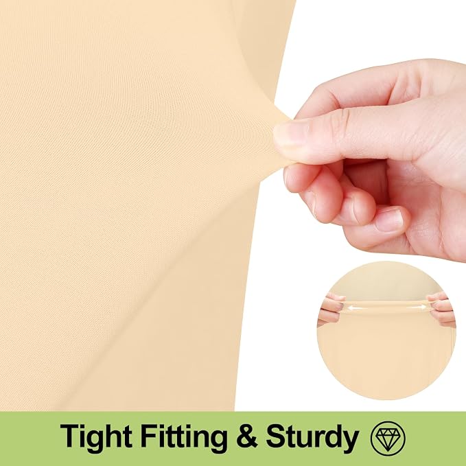 Smiry Spandex Elastic Fitted Table Cloth Skirt for 6FT Rectangle Table | Stretch Washable Table Cloth, Banquet Table Cover for Wedding, Party, Indoor & Trade Shows, (Ivory, 72Lx30Wx30H)