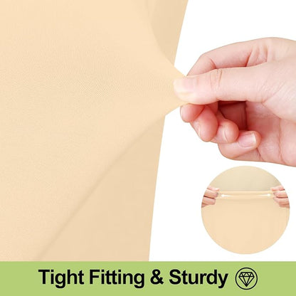 Smiry Spandex Elastic Fitted Table Cloth Skirt for 6FT Rectangle Table | Stretch Washable Table Cloth, Banquet Table Cover for Wedding, Party, Indoor & Trade Shows, (Ivory, 72Lx30Wx30H)