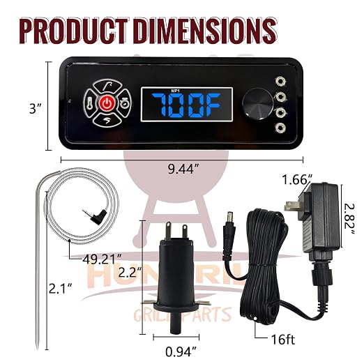 Replacement Non-WiFi Controller Combo Set for Masterbuilt Gravity Series 560/800/1050 Digital Charcoal Grill + Smoker – Full Kit Includes Control Panel, 4 Meat Probes, 3 Door Switches & Power Adapter