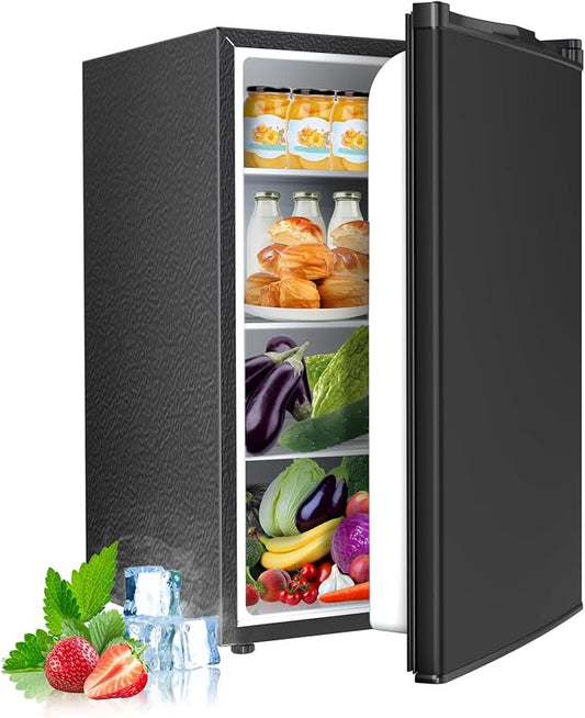 Electactic Compact Refrigerator 4.4 Cu.ft Mini Fridge, Single Door Refrigerator with Adjustable Temperature Settings, Low Noise, for Bedroom, Office, Dorm Black