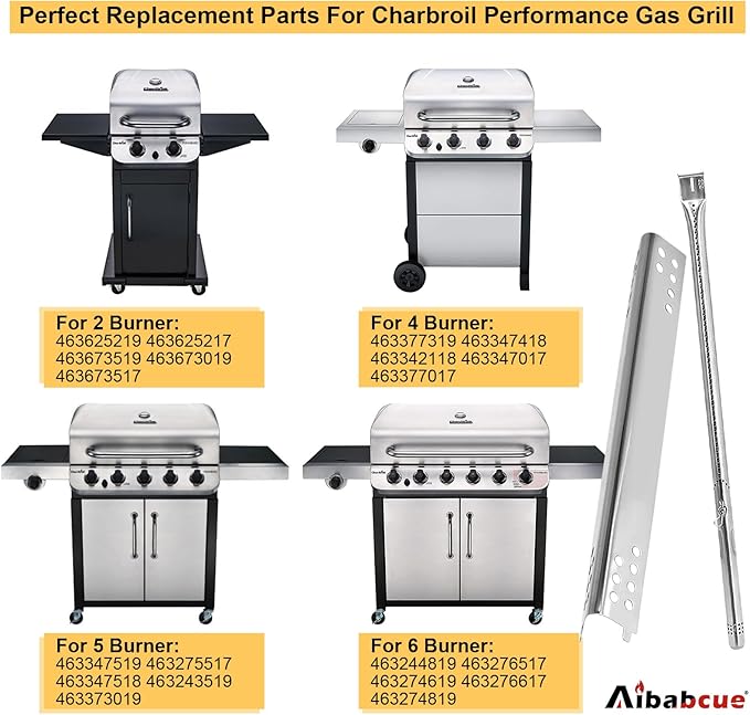 Grill Parts for Charbroil Performance 4 Burner 463377319 463347418 463342118 463347017 463377017 463342119 G470-5200-W1 Burner,G470-0004-W1 Heat Plates Igniter for Char Broil Grill Replacement Parts
