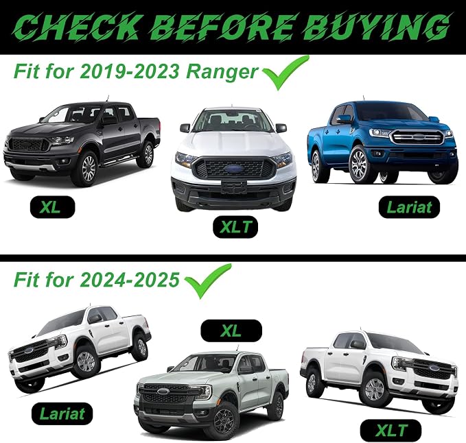 4PCS Front Grille Lights for Ford Ranger 2019-2026 White Light | Bright Bumper Grill Light Bar LED Running Lamps Fit for XL XLT Lariat Car Accessories