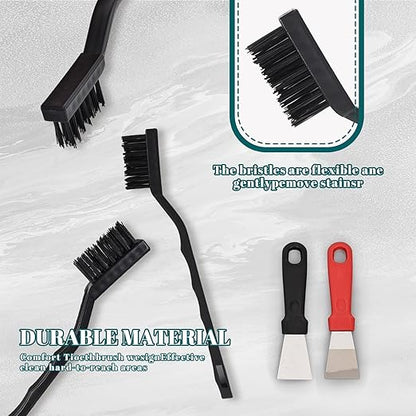 15 PCS Mini Nylon Brush Set，Masonry Brush Wire Bristle for Cleaning Welding Slag and Rust，Curved Handle Brush (Nylon, 15)
