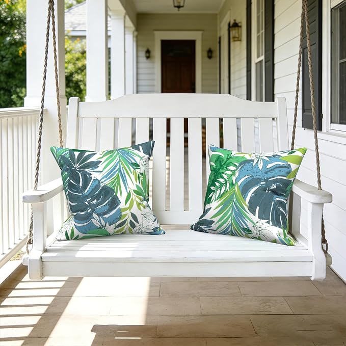 LVTXIII Outdoor Pillow Covers 20x20 Inch, 2 Pack Large Square Throw Pillow Cases, Fade-Resistant Cushion Covers for Patio Furniture Sofa, Garden Porch, Islamorada Blue Green
