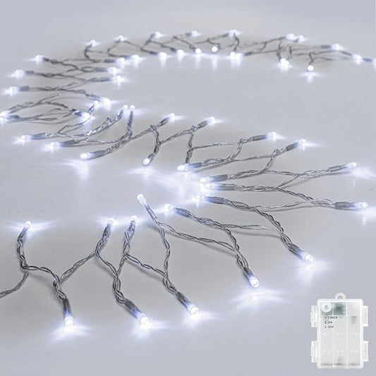 cshare String Lights Outdoor Waterproof 9.8ft 30 LED, Cool White Fairy Lights Battery Operated with Timer Clear Wire for Indoor & Outdoor Decorations Garland Party Garden