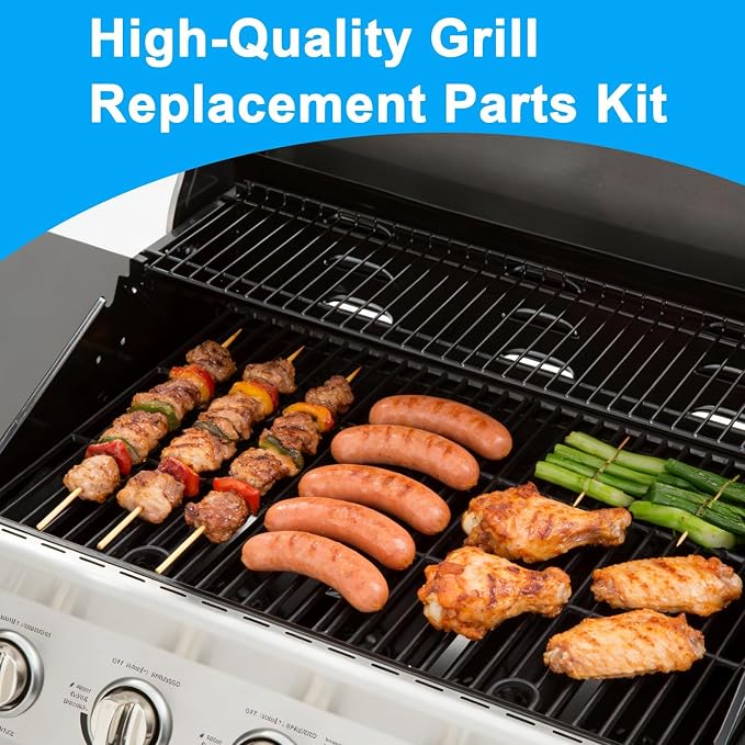 Grill Replacement Parts Kit for Nexgrill 5 Burner 720-0888 720-0888N 720-0888S and 4 Burner 720-0830H 720-0830 720-0830D Set of 2 Grill Grates and 5 Heat Plates and 5 Burner Tubes for Nexgrill Parts