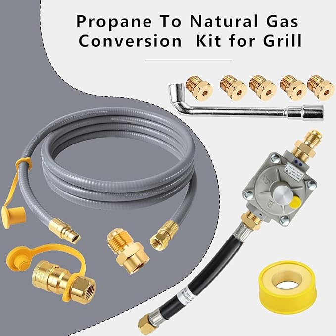 MIV 15ft Upgraded Propane to Natural Gas Conversion Kit for Weber Genesis, Genesis II, Spirit, Spirit II Grills, Natural Gas Hose with Regulator