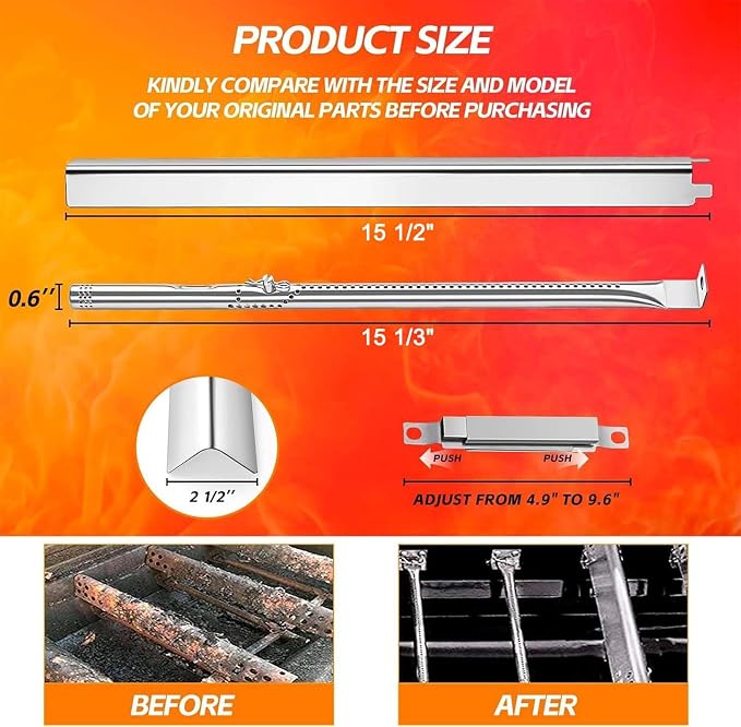 Grill Parts Replacement for Charbroil 5 Burner 463448021 463229521 463229021 463466522 463455021, G325-0002-W1 Heat Plate, G327-2100-W1 Stainless Steel Burner 463451022 463284022 Gas Grill, Igniter