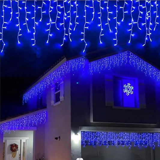YEGUO 66ft 800 LED Blue Icicle Lights Outdoor Waterproof, 160 Drops Icicle String Light Connectable, 8 Modes Icicle Christmas Lights with Memory Timer