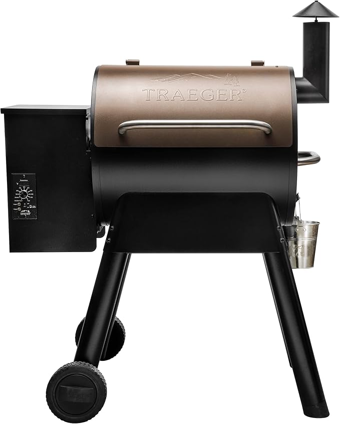 Traeger Grills Pro Series 22 Electric Wood Pellet Grill and Smoker, Bronze, Extra large & Classic Accessories Veranda Water-Resistant 41 Inch Traeger Pellet BBQ Grill with Exhaust Arm Cover