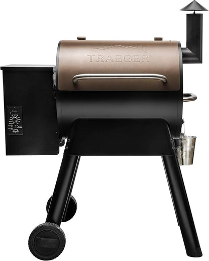 Traeger Grills Pro Series 22 Electric Wood Pellet Grill and Smoker, Bronze, Extra large & Classic Accessories Veranda Water-Resistant 41 Inch Traeger Pellet BBQ Grill with Exhaust Arm Cover