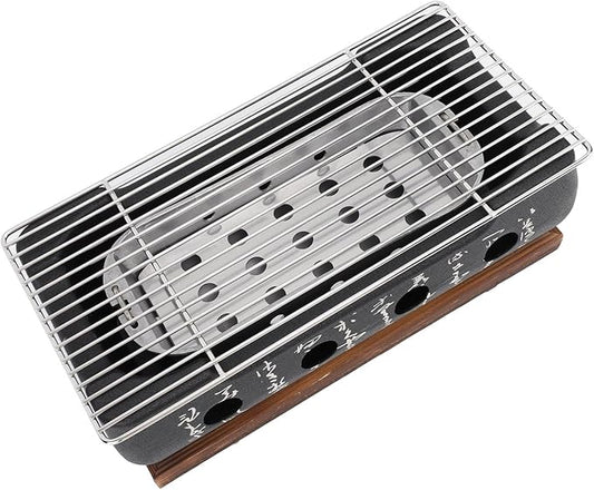 Japanese BBQ Grill Stove Charcoal Barbecue Stove Rec Calligraphy Quick Heating Aluminium Alloy Wire Grill Base for Cam XL (XL)