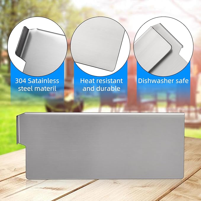 Grease Trap Blocker for Blackstone Griddle to Prevent Food Falling Stainless Steel Rear Grease Gate for Blackstone Flat Top Griddle 2.36 inches in high, 5.5 inches in wide - 2 pack
