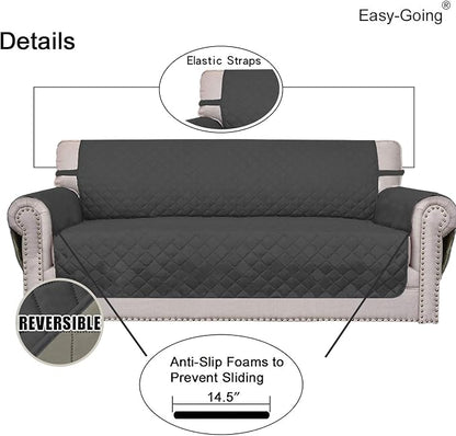 Easy-Going Reversible Couch Cover, Small Chair, Darkgray/Beige | Machine Washable Slipcover For Dogs, Water Resistant Furniture Mat For Living Room, Non-Slip Sofa Cover, Pet Friendly