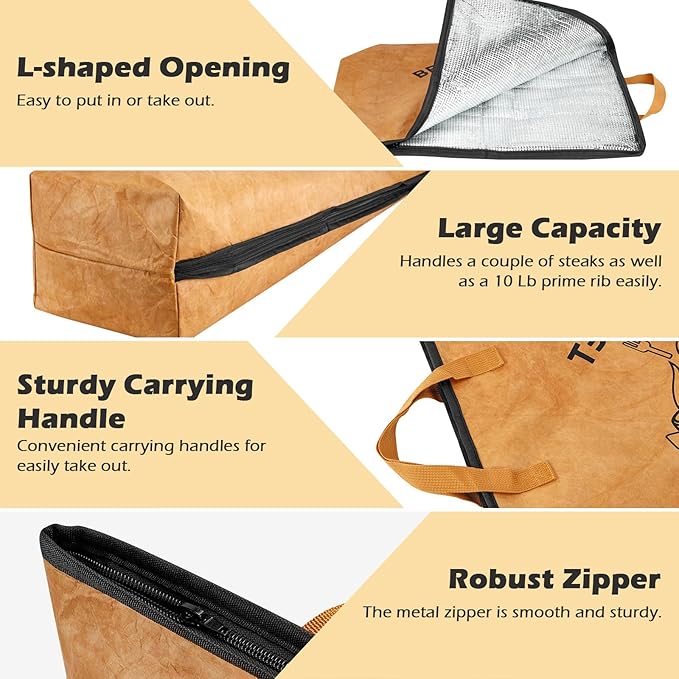 2 Pack BBQ Meat Resting Blanket, Insulated BBQ Blanket for Resting Meat, Smoking Meat Resting Bag with Wide Mouth for Large Brisket, Turkey, Steaks, Stocking Stuffers Present for Men, Dad,