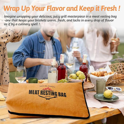 BBQ Blanket for Resting Meat, Smoked Grilled Bag for Brisket, Turkey, Pork Shoulder, Beef, Rest Ez Smoker Meat Resting Blanket Wide Mouth, Grilling Gift for Men, Dad, Husband