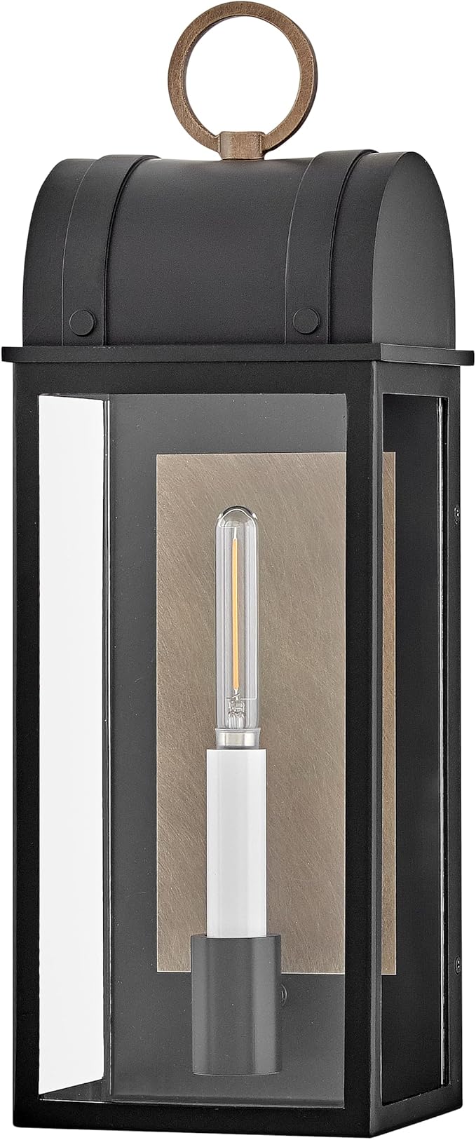 Hinkley Campbell Small Wall Mount Outdoor Lantern, Black/Burnished Bronze