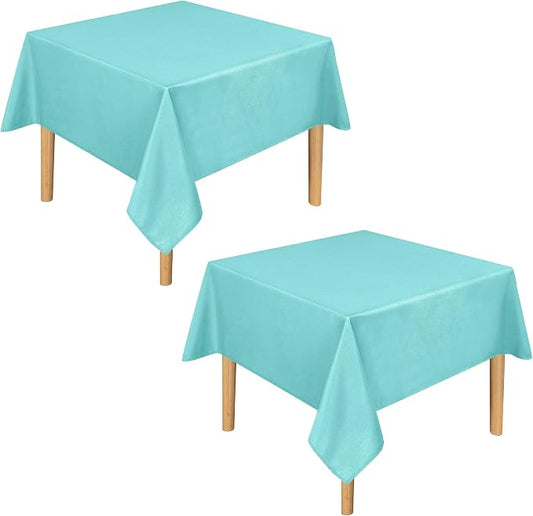 DWCN 2 Pack Square Tablecloth - 54 x 54 Inch - Waterproof Stain and Wrinkle Resistant Washable Table Cloth, Decorative Fabric Table Cover for Kitchen Dining Room Party and Outdoor Use, Aqua