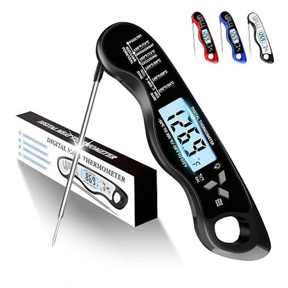 Meat Thermometer Digital, IP67 Waterproof Food Thermometer for Cooking | Backlight, Hold Function, Magnet, IP67 Waterproof, LED screen, for Kitchen, Grill, BBQ, Beef, Candy, Turkey