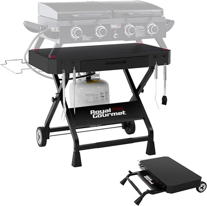 GD3701 Portable Collapsible Grill Stand for GD4002TP & GD4002T, Folding Grill Cart Trolley for Outdoor Cooking Camping, Tailgating & Patio, BBQ Stand Trolley, Black