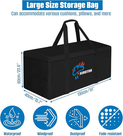 SIRUITON Cushion Storage Bag 600D Oxford,Waterproof,51.2" L x 15.7" W x 23.6" H
