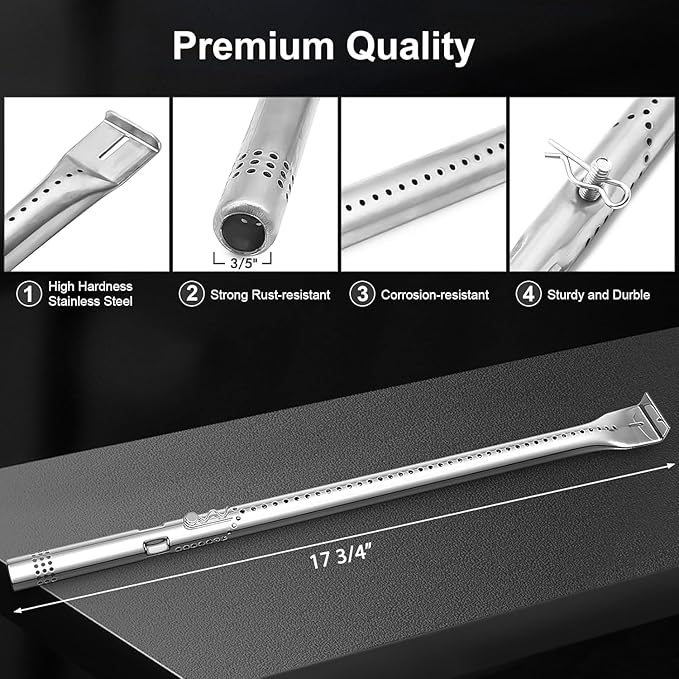 Uniflasy Grill Parts for Char-Broil 4/5 Burner for Charbroil 463347519 463347518 463275517 463243518 463243519 463342119 Grill Replacement Parts Burners Heat Plates 18" Cast Iron Grill Grates