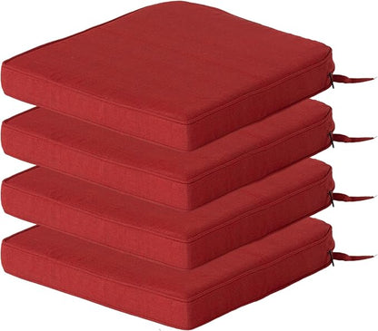 COZYVIDA Outdoor Chair Cushions Pad 20"x19.5" Set of 4, Tie Straps for Secure Fit and Hidden YKK Zippers, Water-Resistant, UV-Resistant 1000+ Hrs,Chili