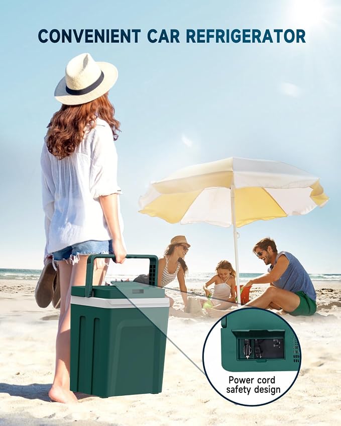 TopAutoGear 25L/30L Portable Electric Cooler & Warmer 32℉-149℉, Small Refrigerator with Handle, 110V AC and 12V DC Car Fridge, Camping/Outdoor/Travel Cooler for Vehicles & Trucks, Army Green 25L