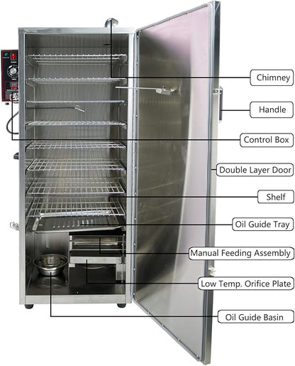 CLIVIA Electric Vertical Smoker, 8 Layers Outdoor Digital BBQ Smoker Oven with Adjustable Temperature&Time Controller, Barbecue Cooking, Grilling Smoking for Fish, Sausage, Jerky (DSH-S50B)